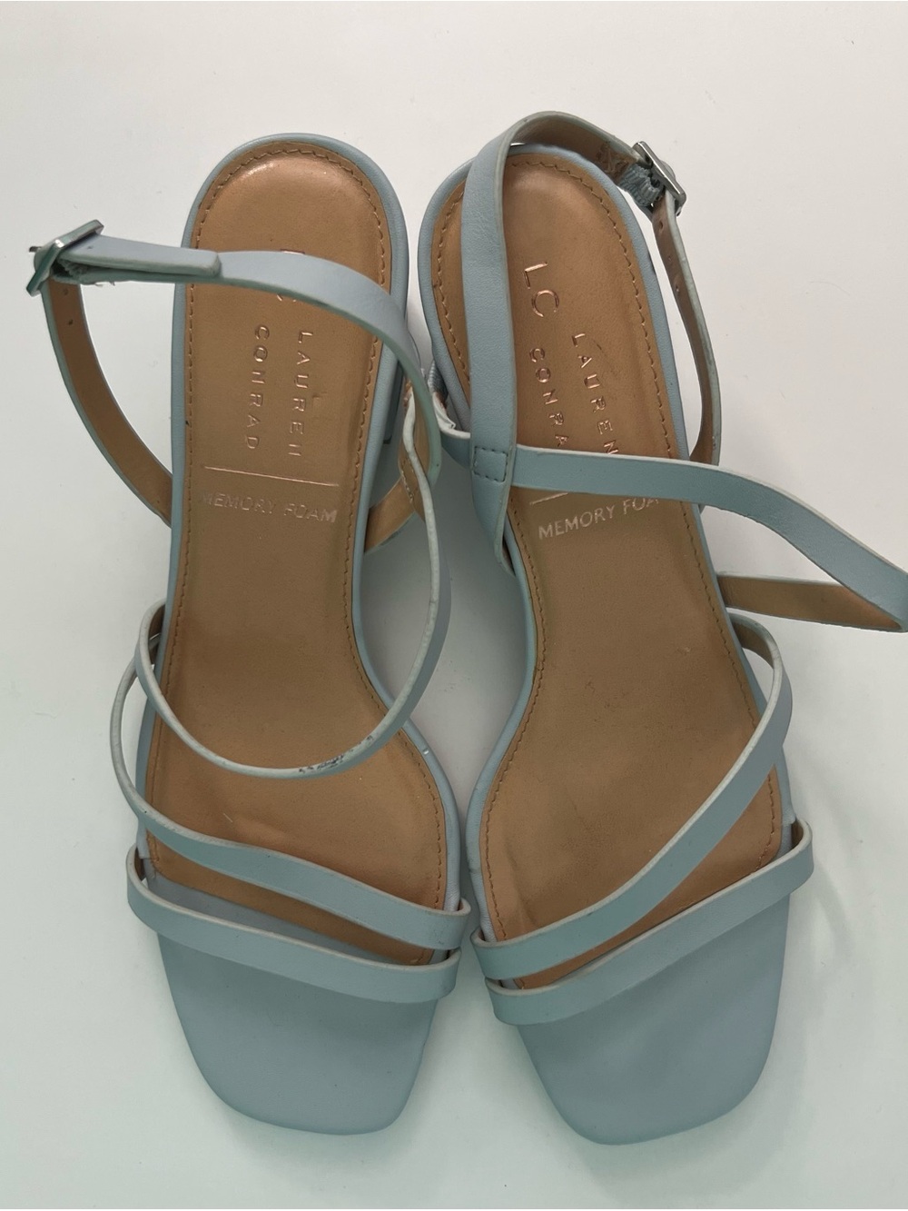 LC Lauren Conrad Pale Blue Strappy Ankle Strap Sandals